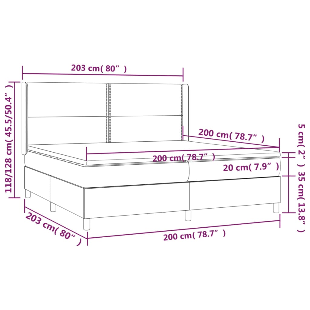 Sommier à lattes de lit matelas LED Bleu 200x200 cm Tissu - XIOS