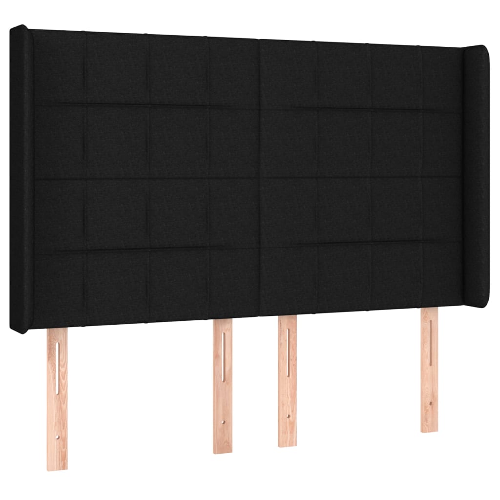 Sommier à lattes de lit matelas et LED Noir 140x200 cm Tissu - XIOS