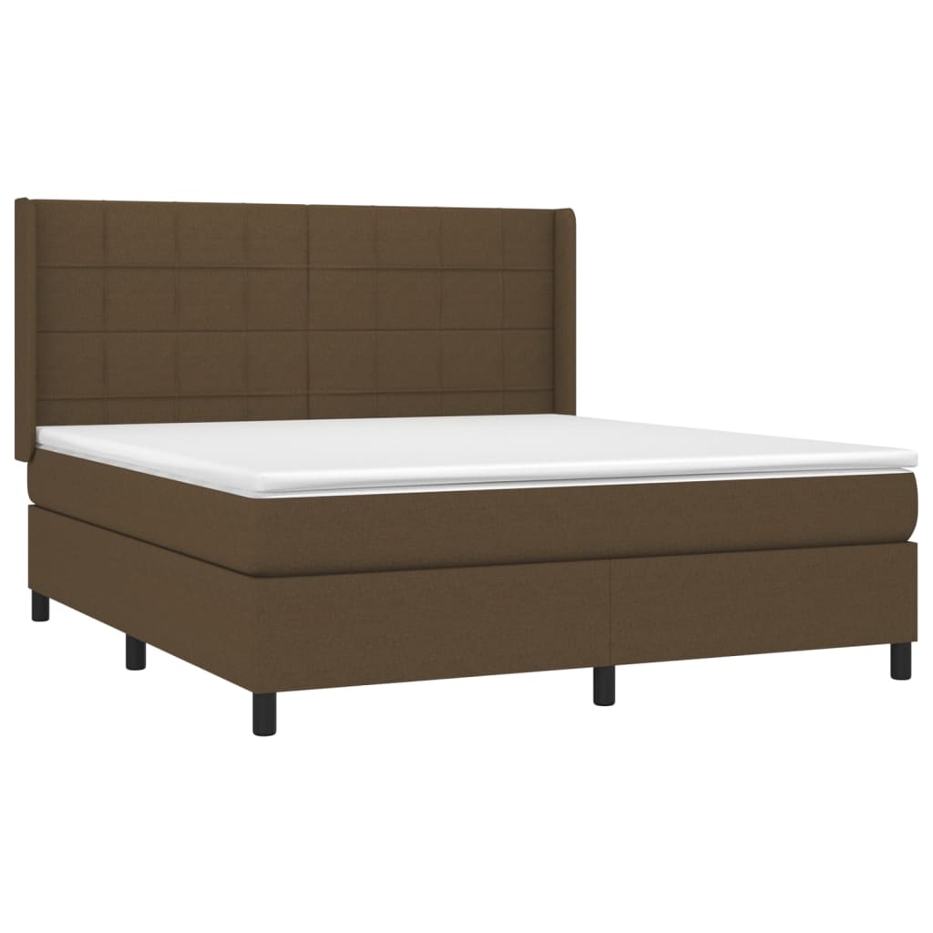 Sommier à lattes de lit matelas et LED Marron foncé 180x200cm Lits & cadres de lit vidaXL