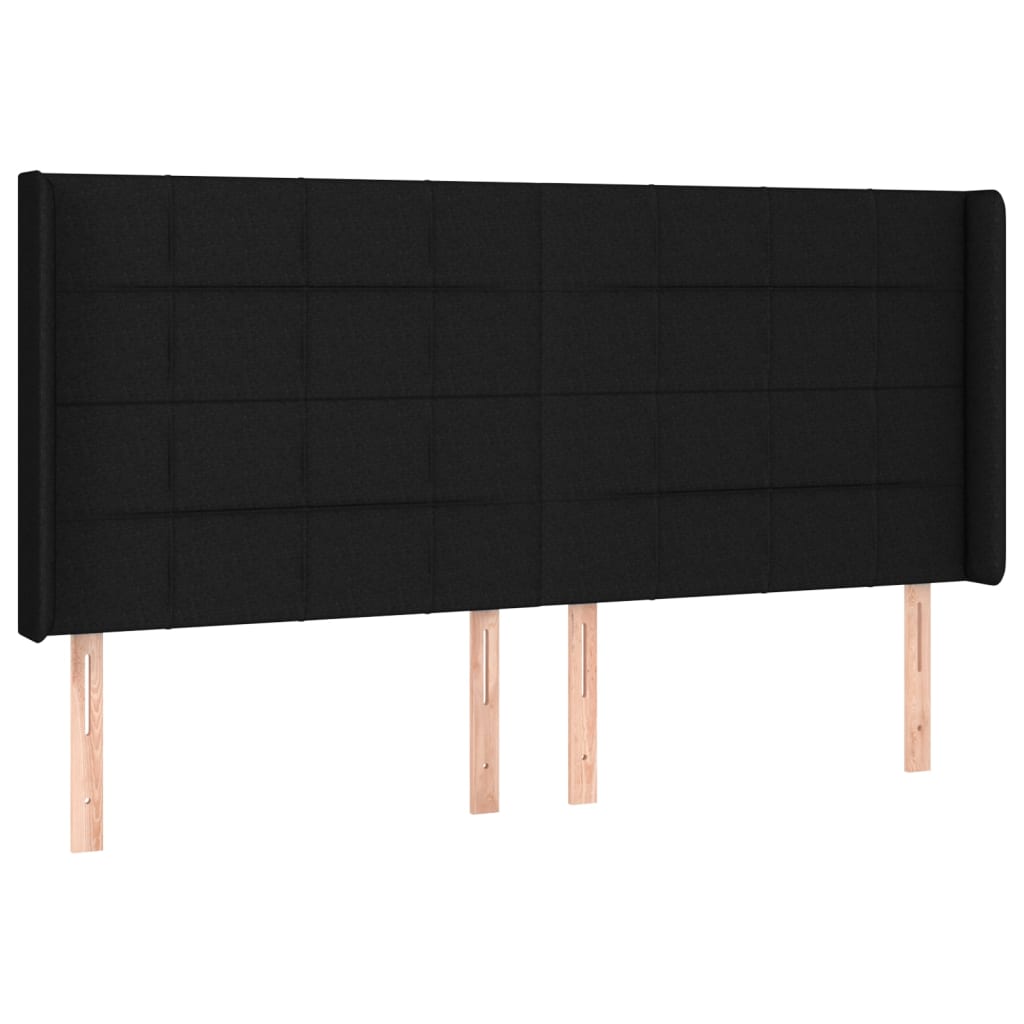 Sommier à lattes de lit et matelas et LED Noir 200x200 cm Tissu - XIOS