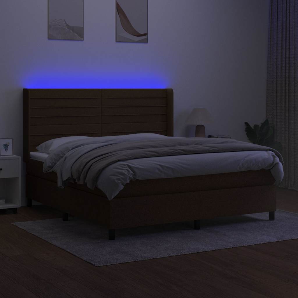 Sommier à lattes de lit matelas et LED Marron foncé 180x200cm - XIOS