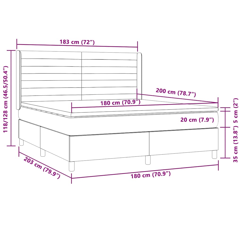Sommier à lattes de lit matelas et LED Marron foncé 180x200cm - XIOS