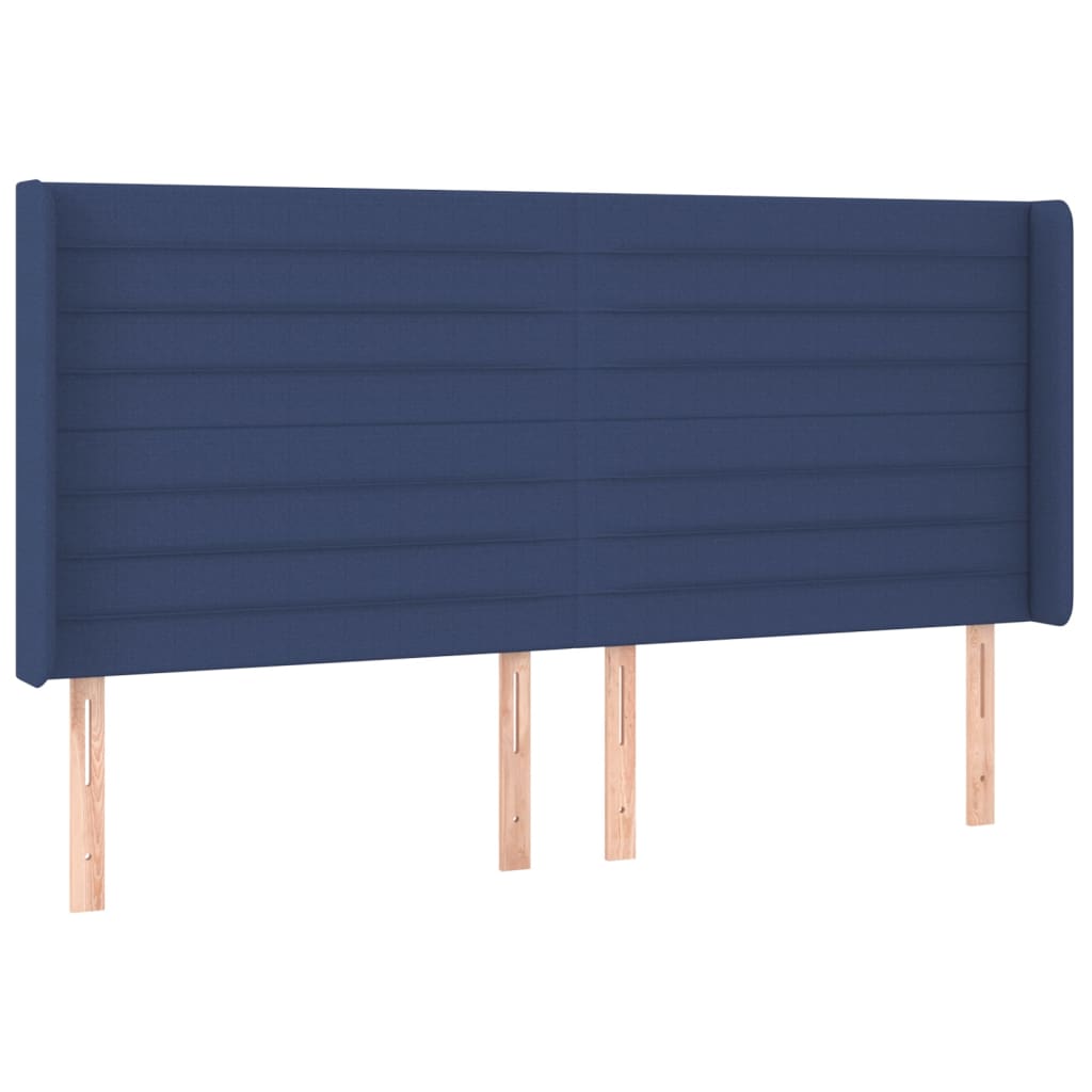 Sommier à lattes de lit matelas et LED Bleu 200x200 cm Tissu