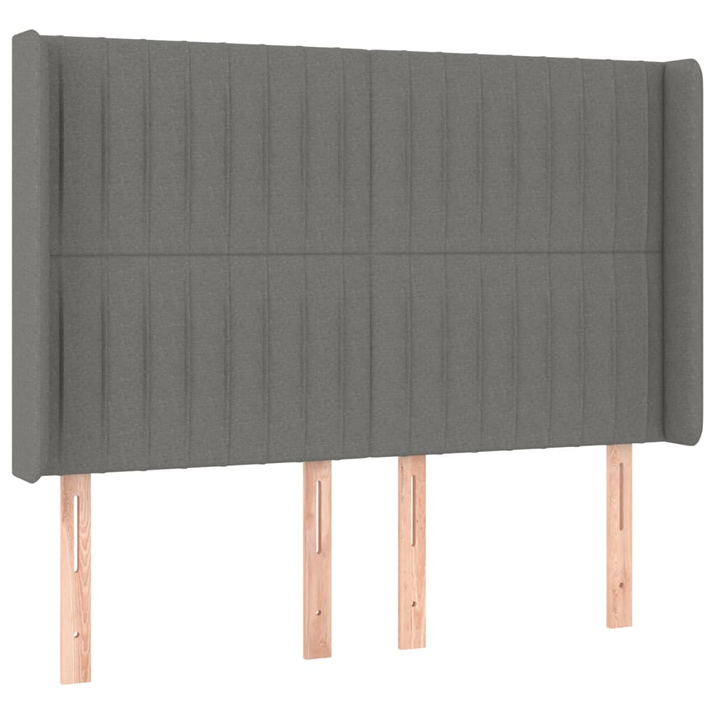 Sommier à lattes de lit matelas LED Gris foncé 140x190 cm Tissu - XIOS
