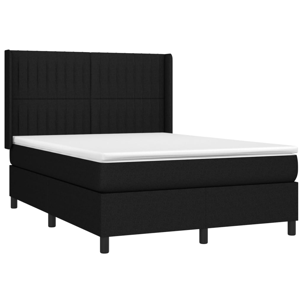Sommier à lattes de lit matelas et LED Noir 140x190 cm Tissu - XIOS