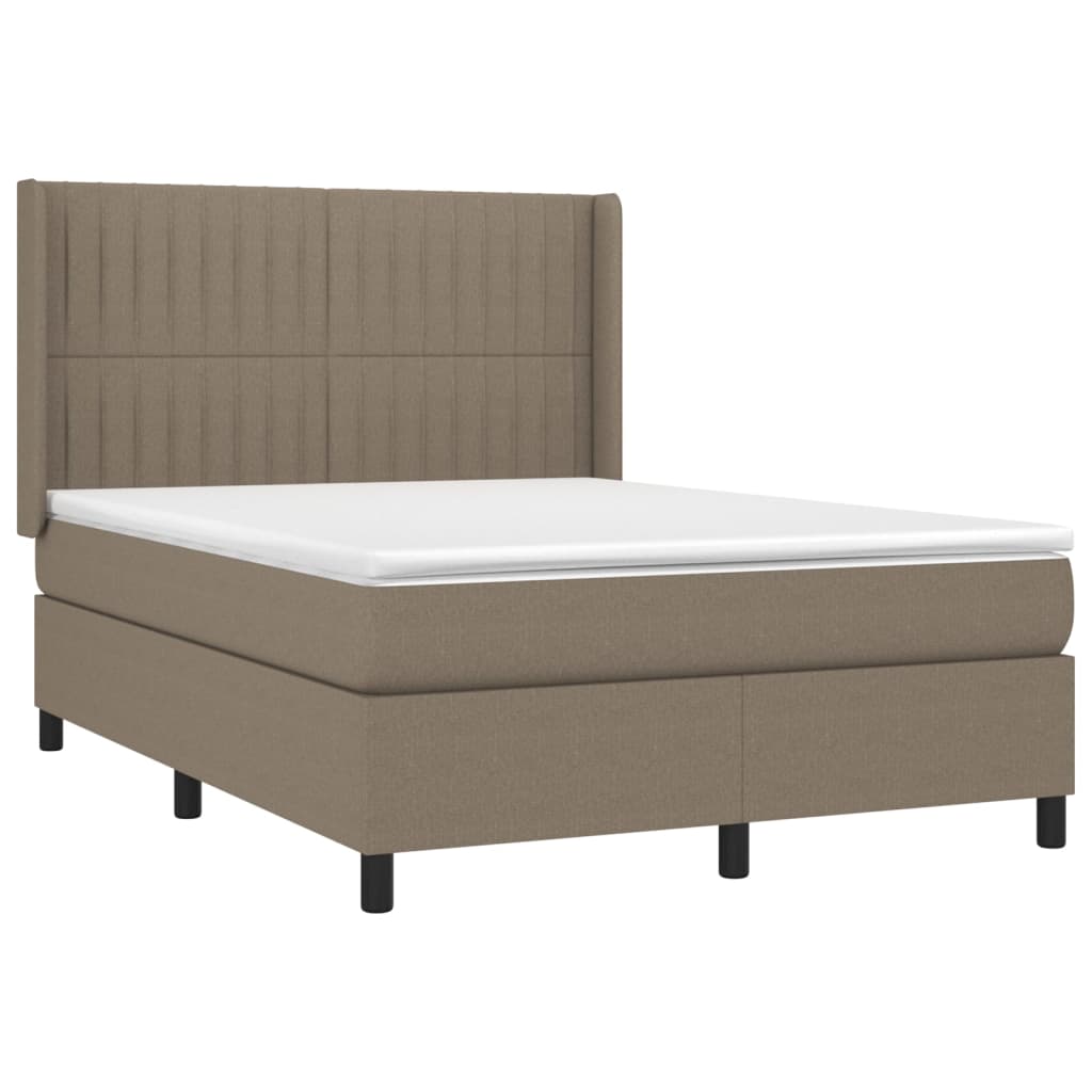 Sommier à lattes de lit matelas et LED Taupe 140x190 cm Tissu - XIOS