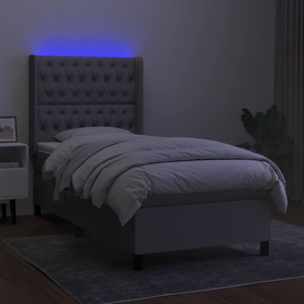 Sommier à lattes de lit matelas LED Gris clair 90x200cm Tissu - XIOS