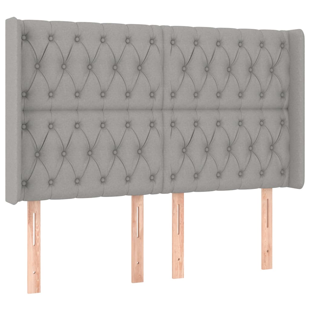 Sommier à lattes de lit matelas LED Gris clair 140x190 cm Tissu - XIOS