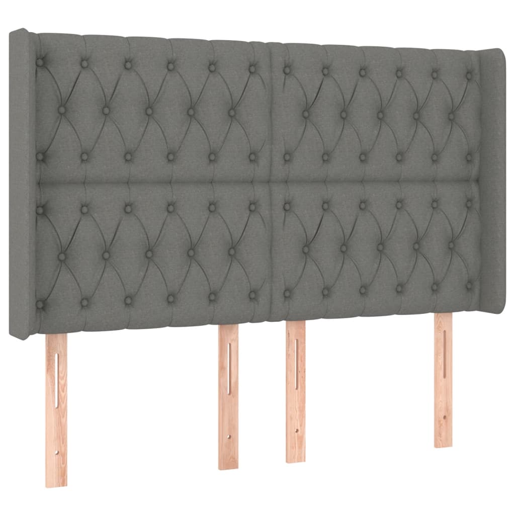 Sommier à lattes de lit matelas LED Gris foncé 140x190 cm Tissu - XIOS