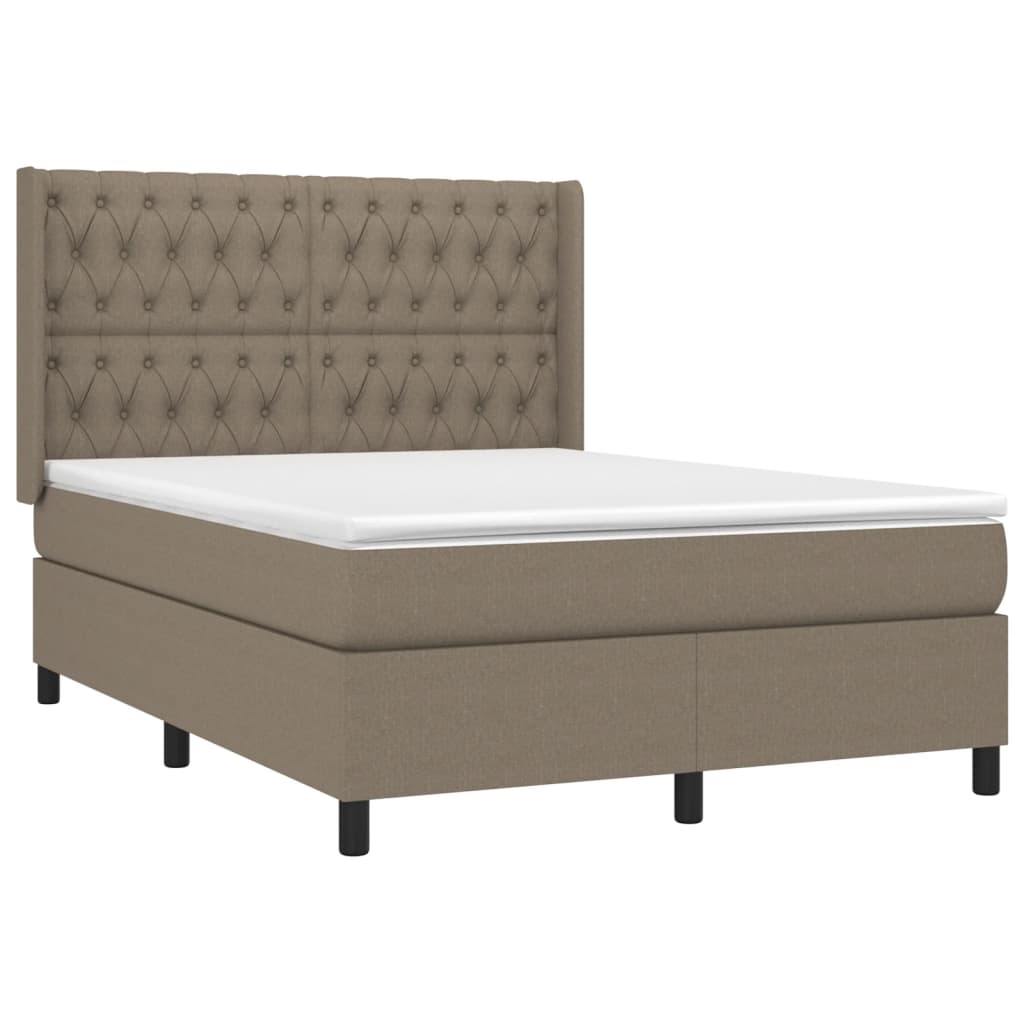 Sommier à lattes de lit matelas et LED Taupe 140x190 cm Tissu - XIOS