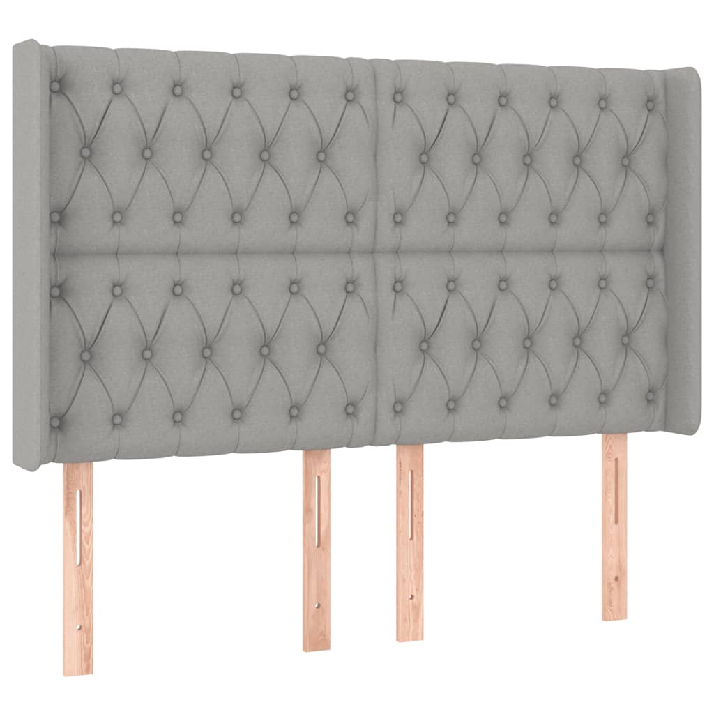Sommier à lattes de lit matelas LED Gris clair 140x200 cm Tissu - XIOS