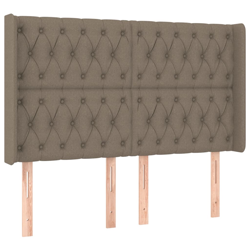 Sommier à lattes de lit matelas et LED Taupe 140x200 cm Tissu - XIOS