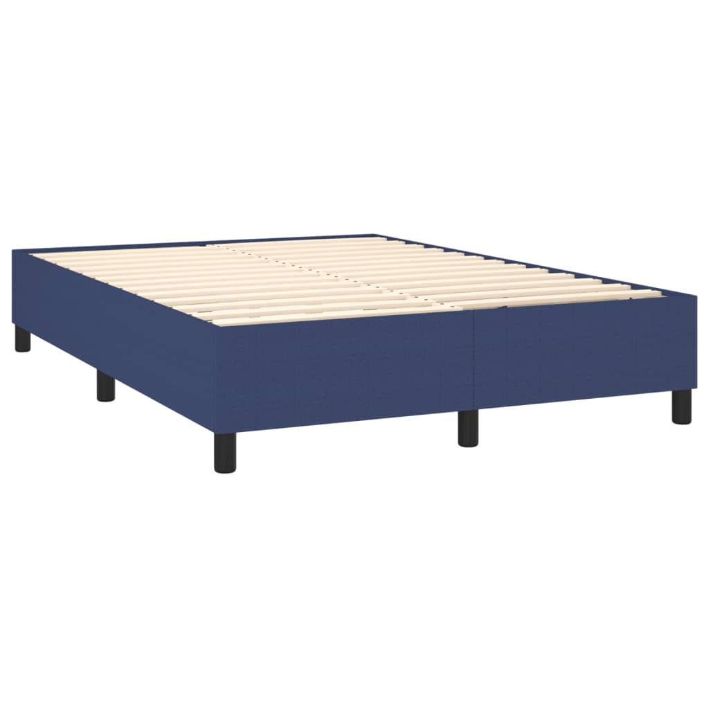 Sommier à lattes de lit matelas et LED Bleu 140x200 cm Tissu - XIOS