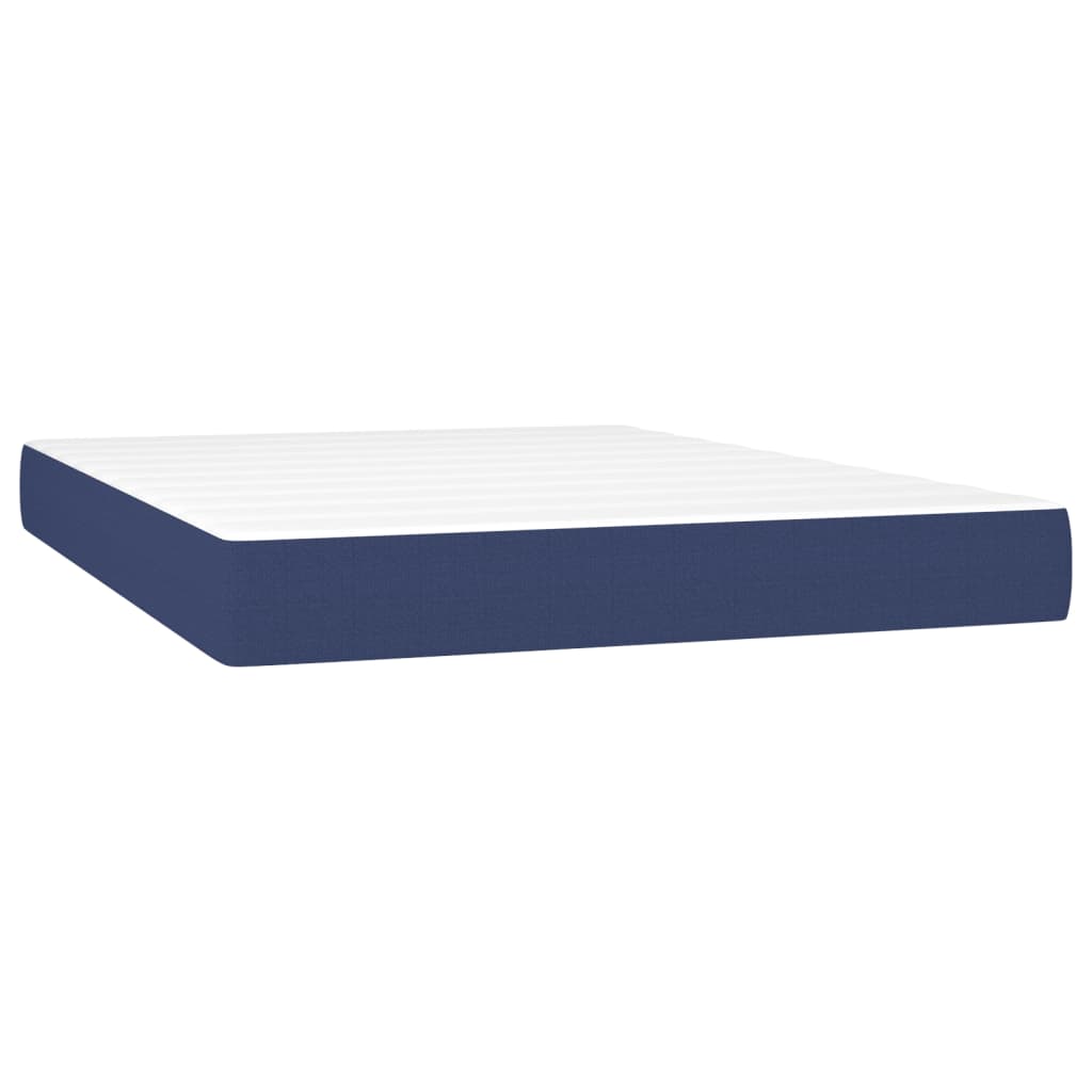 Sommier à lattes de lit matelas et LED Bleu 140x200 cm Tissu - XIOS