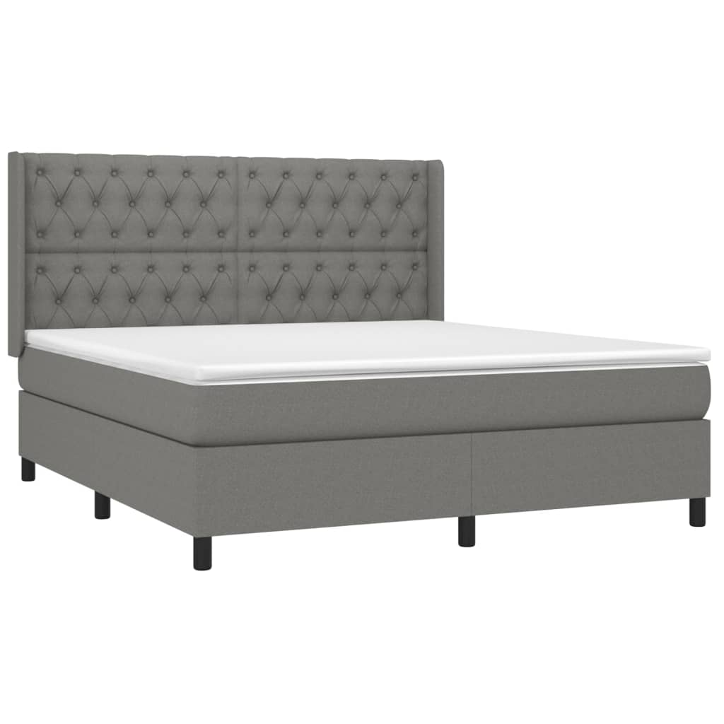 Sommier à lattes de lit matelas LED Gris foncé 160x200 cm Tissu - XIOS