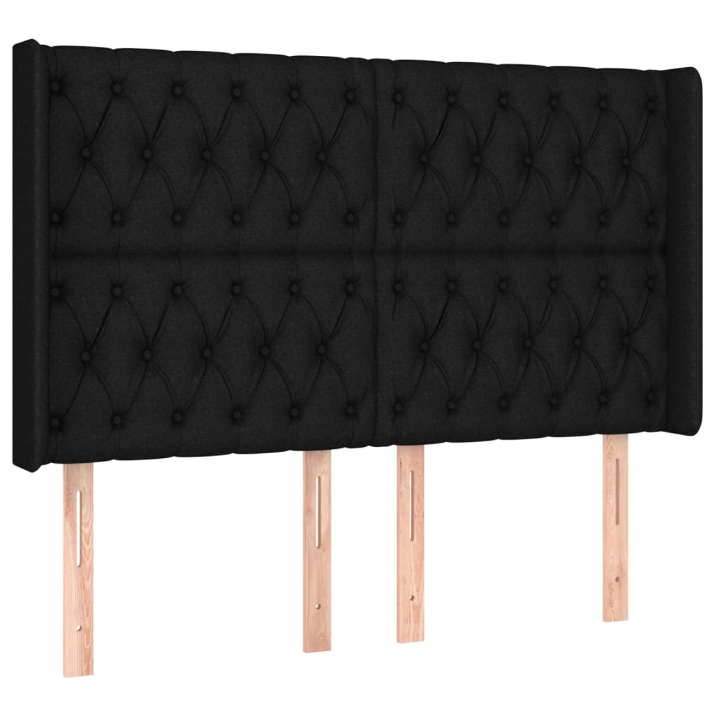 Sommier à lattes de lit matelas et LED Noir 160x200 cm Tissu - XIOS