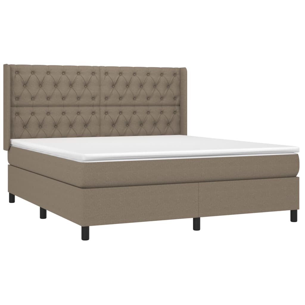 Sommier à lattes de lit matelas et LED Taupe 160x200 cm Tissu - XIOS