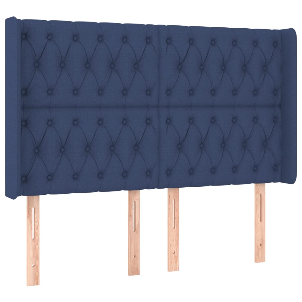 Sommier à lattes de lit matelas et LED Bleu 160x200 cm Tissu - XIOS