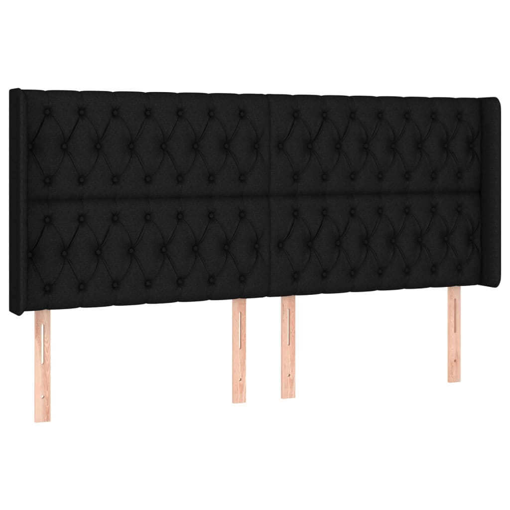 Sommier à lattes de lit matelas et LED Noir 180x200 cm Tissu - XIOS
