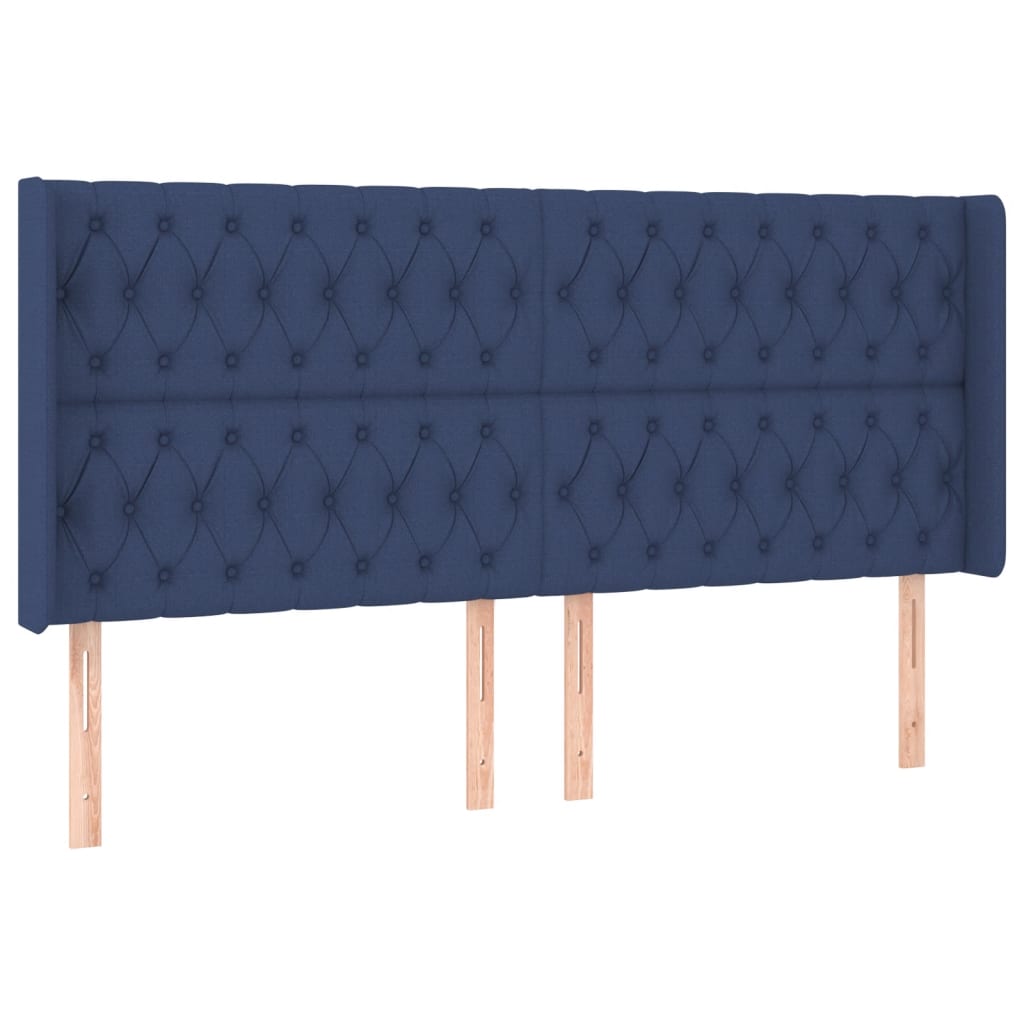 Sommier à lattes de lit matelas et LED Bleu 180x200 cm Tissu - XIOS