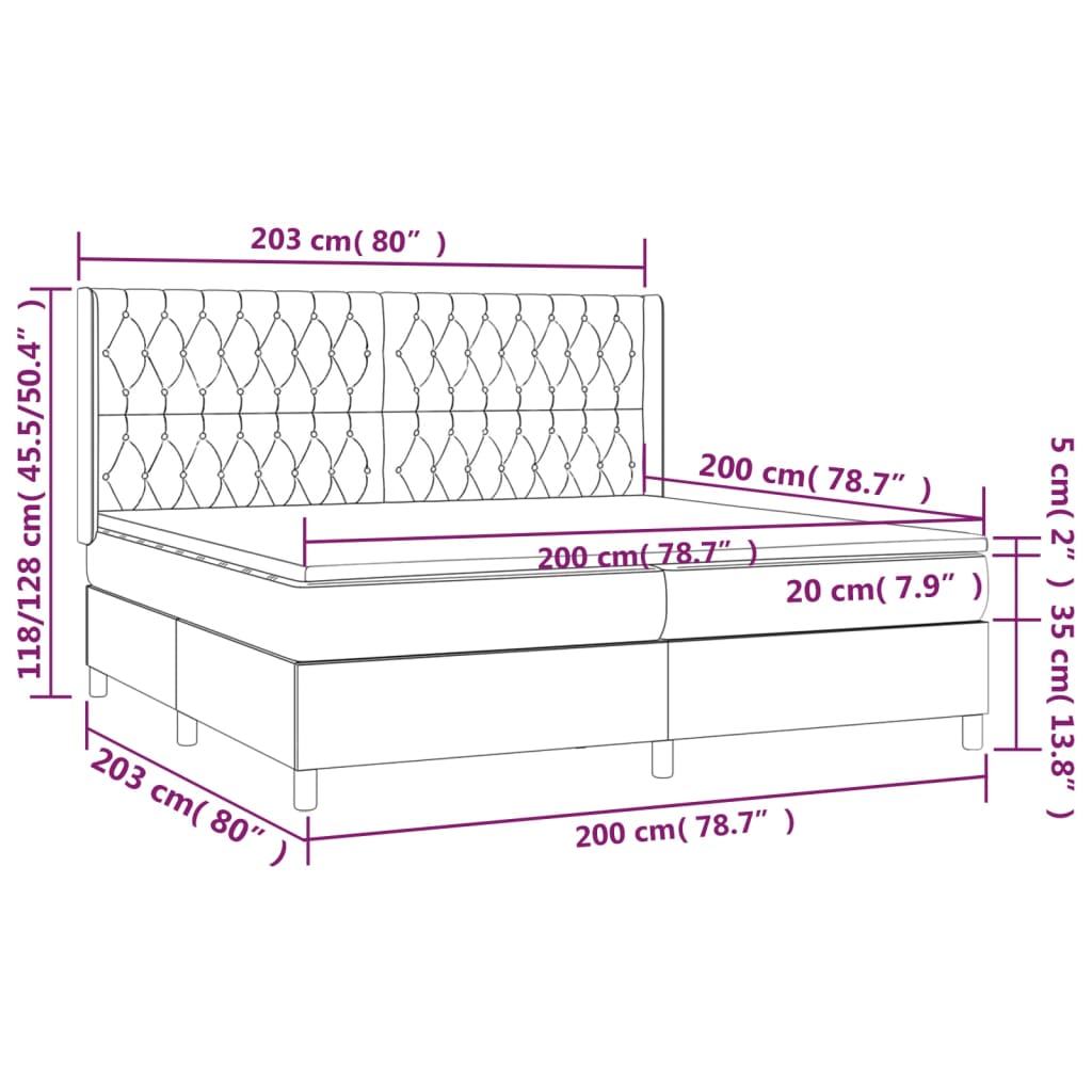 Sommier à lattes de lit matelas LED Gris clair 200x200 cm Tissu - XIOS
