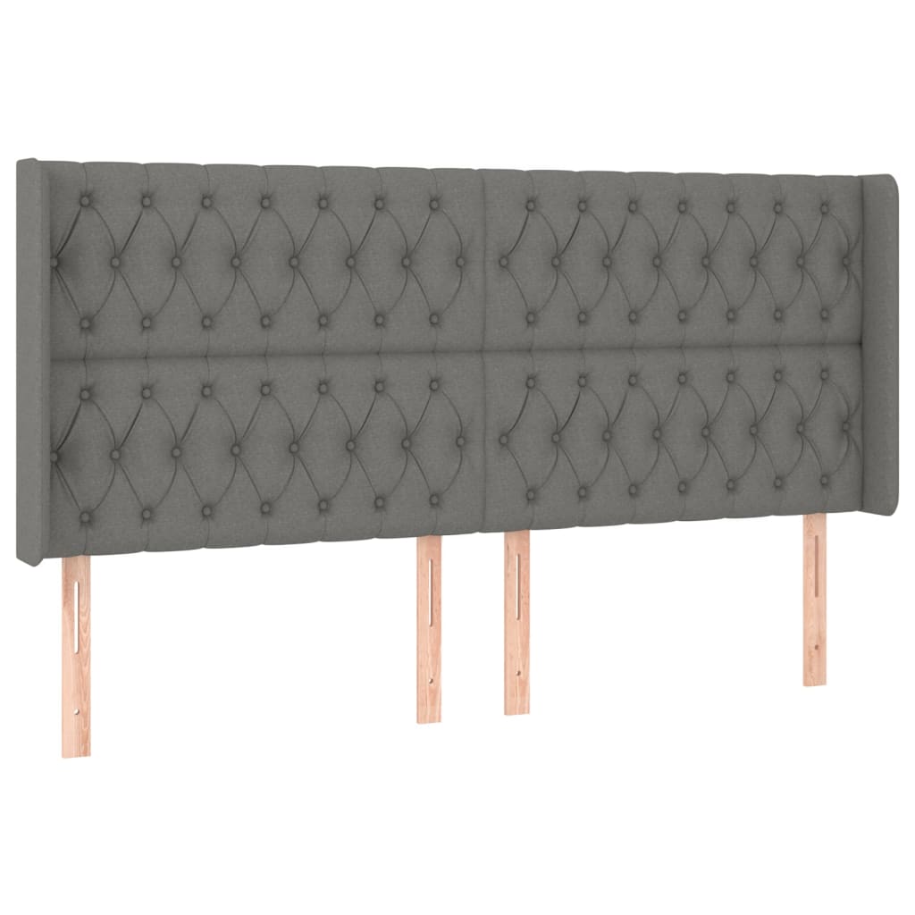 Sommier à lattes de lit matelas LED Gris foncé 200x200 cm Tissu - XIOS