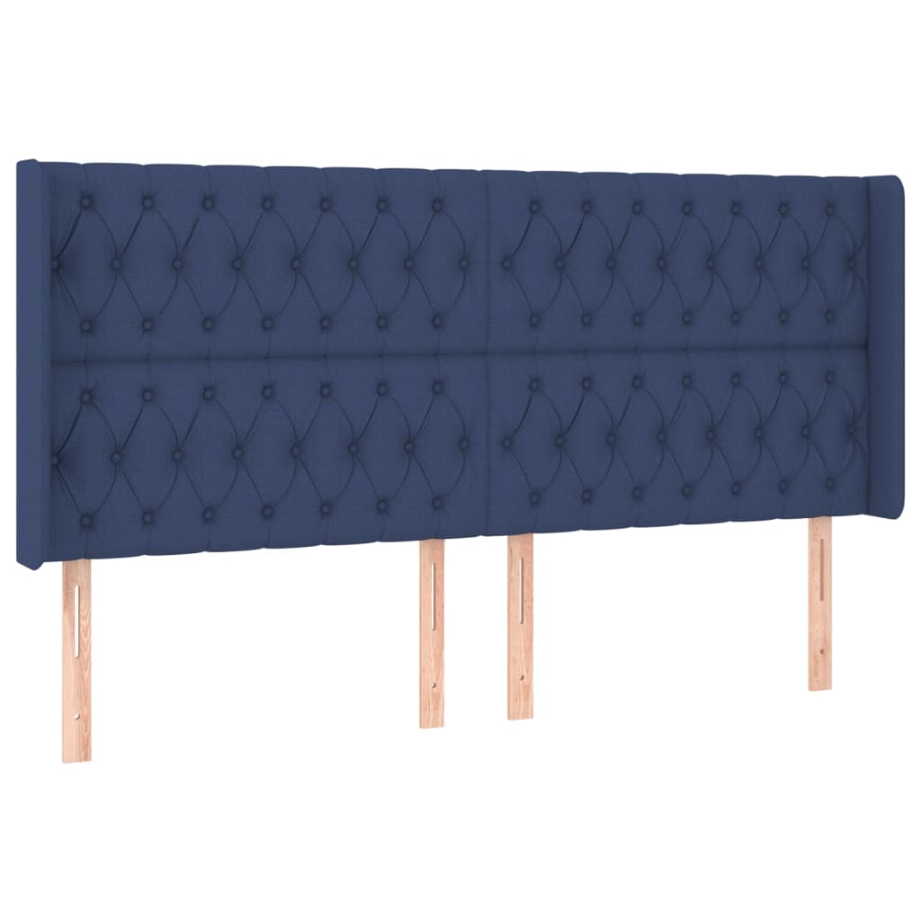 Sommier à lattes de lit matelas et LED Bleu 200x200 cm Tissu - XIOS