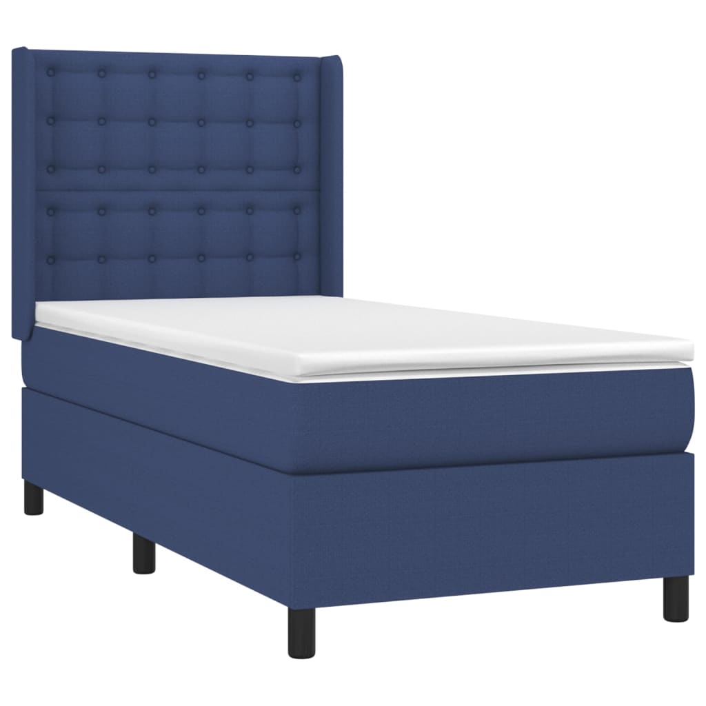 Sommier à lattes de lit matelas et LED Bleu 100x200 cm Tissu - XIOS
