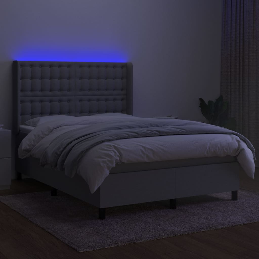 Sommier à lattes de lit matelas LED Gris clair 140x200 cm Tissu - XIOS