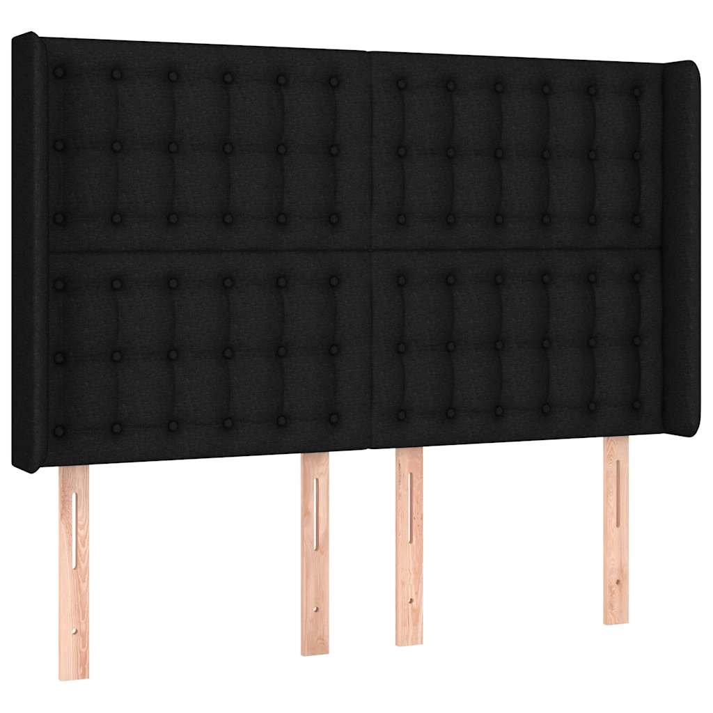Sommier à lattes de lit matelas et LED Noir 140x200 cm Tissu - XIOS