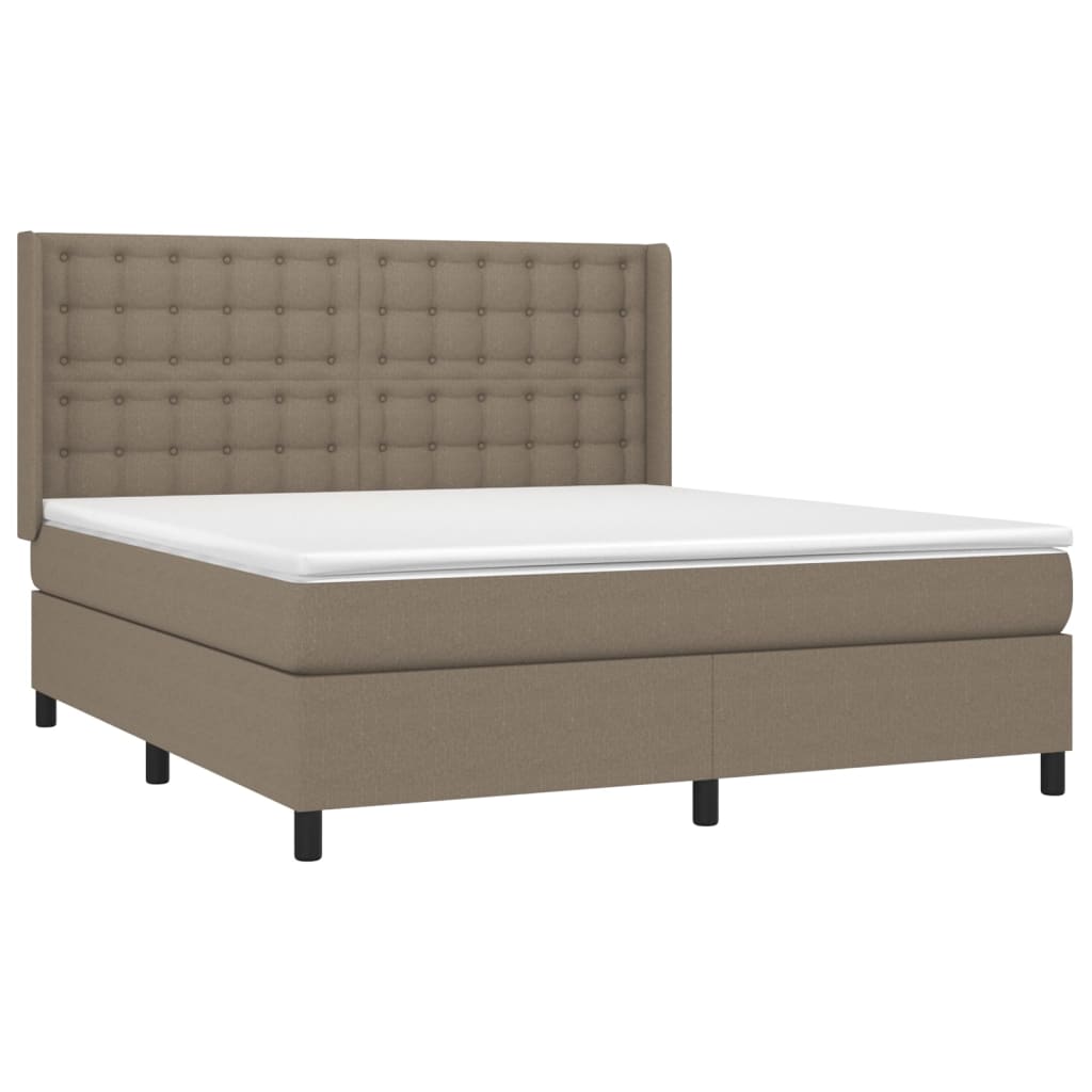 Sommier à lattes de lit matelas et LED Taupe 180x200 cm Tissu - XIOS