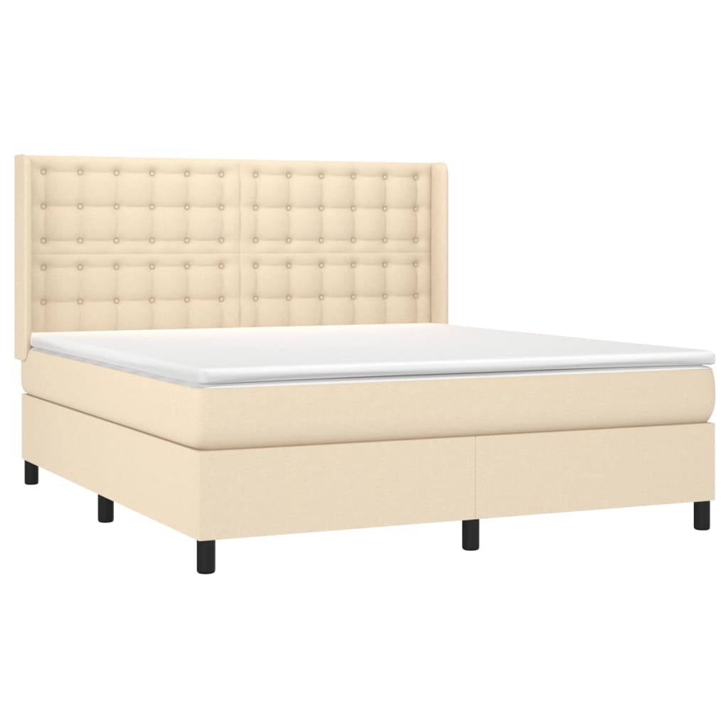Sommier à lattes de lit matelas et LED Crème 180x200 cm Tissu - XIOS