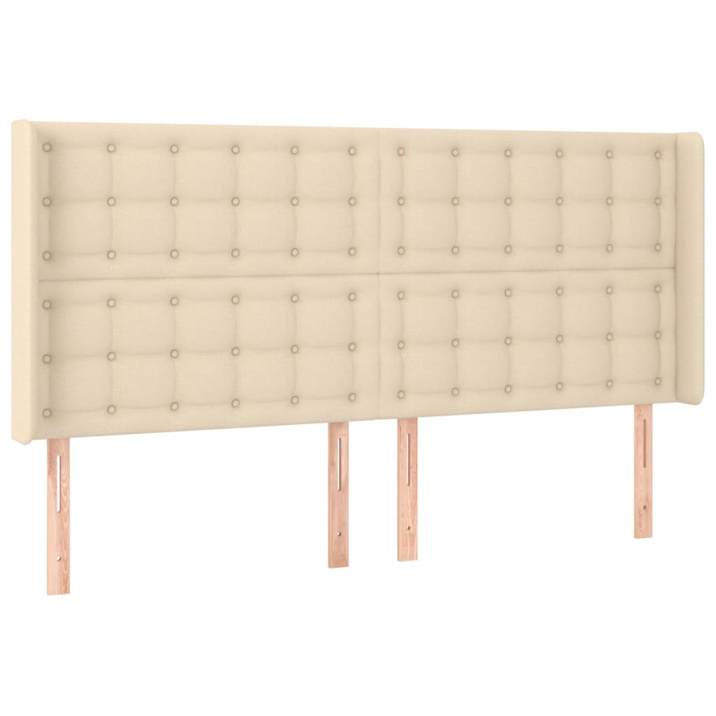 Sommier à lattes de lit matelas et LED Crème 180x200 cm Tissu - XIOS