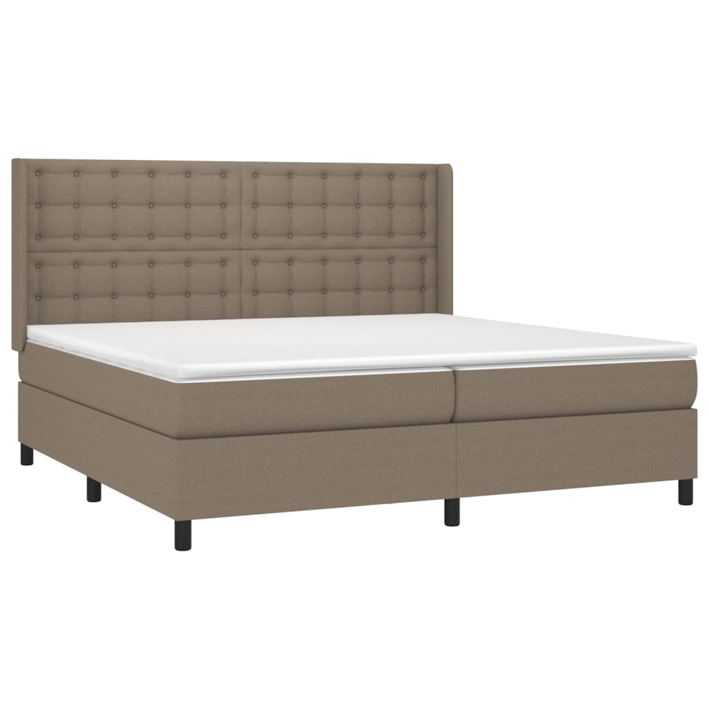 Sommier à lattes de lit matelas et LED Taupe 200x200 cm Tissu - XIOS