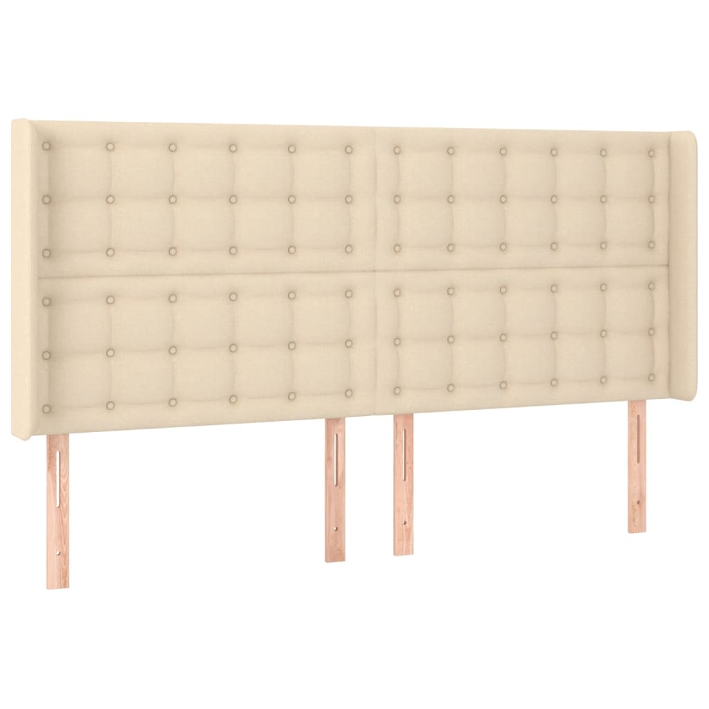 Sommier à lattes de lit matelas et LED Crème 200x200 cm Tissu - XIOS