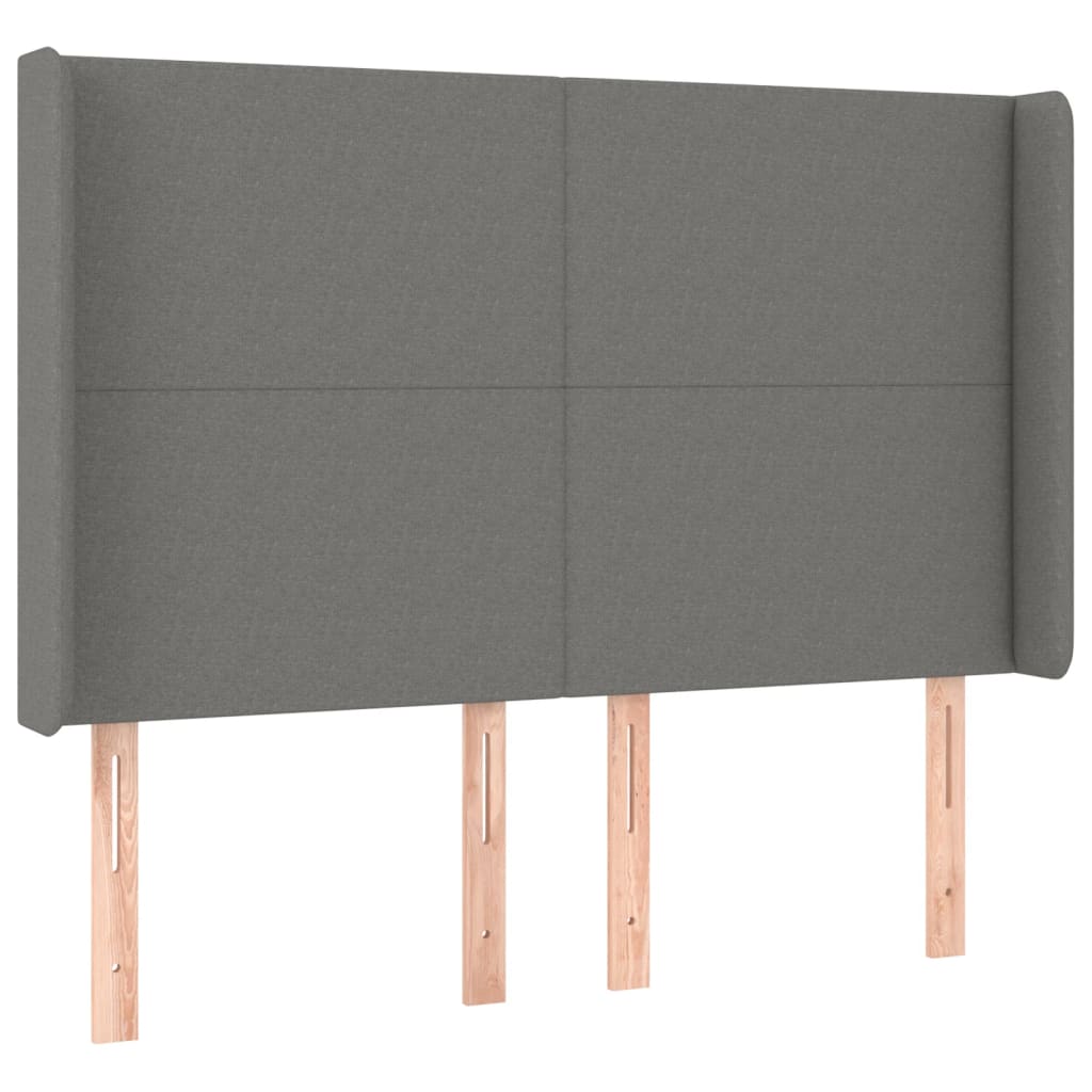 Sommier à lattes de lit matelas LED Gris foncé 140x190 cm Tissu - XIOS