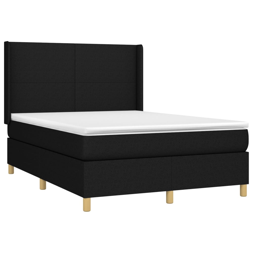 Sommier à lattes de lit matelas et LED Noir 140x190 cm Tissu - XIOS
