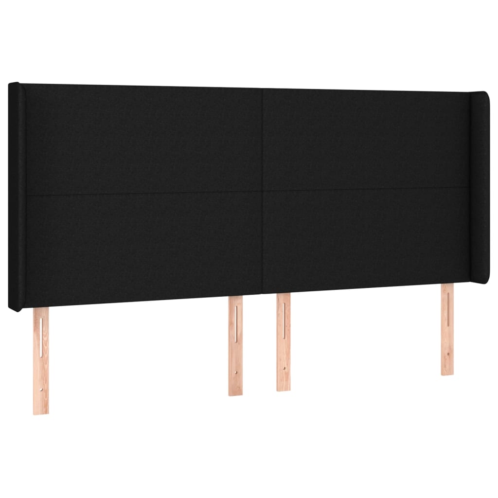 Sommier à lattes de lit matelas et LED Noir 180x200 cm Tissu - XIOS