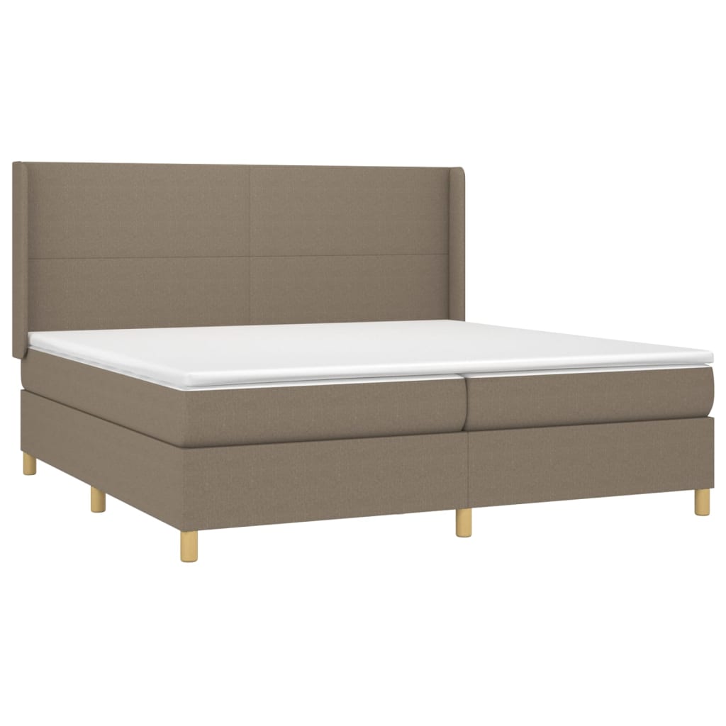 Sommier à lattes de lit matelas et LED Taupe 200x200 cm Tissu - XIOS