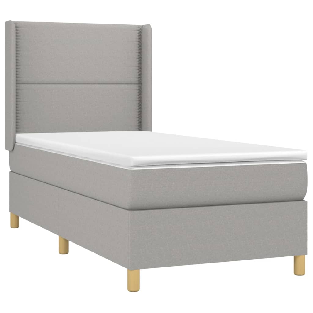 Sommier à lattes de lit matelas LED Gris clair 100x200 cm Tissu - XIOS