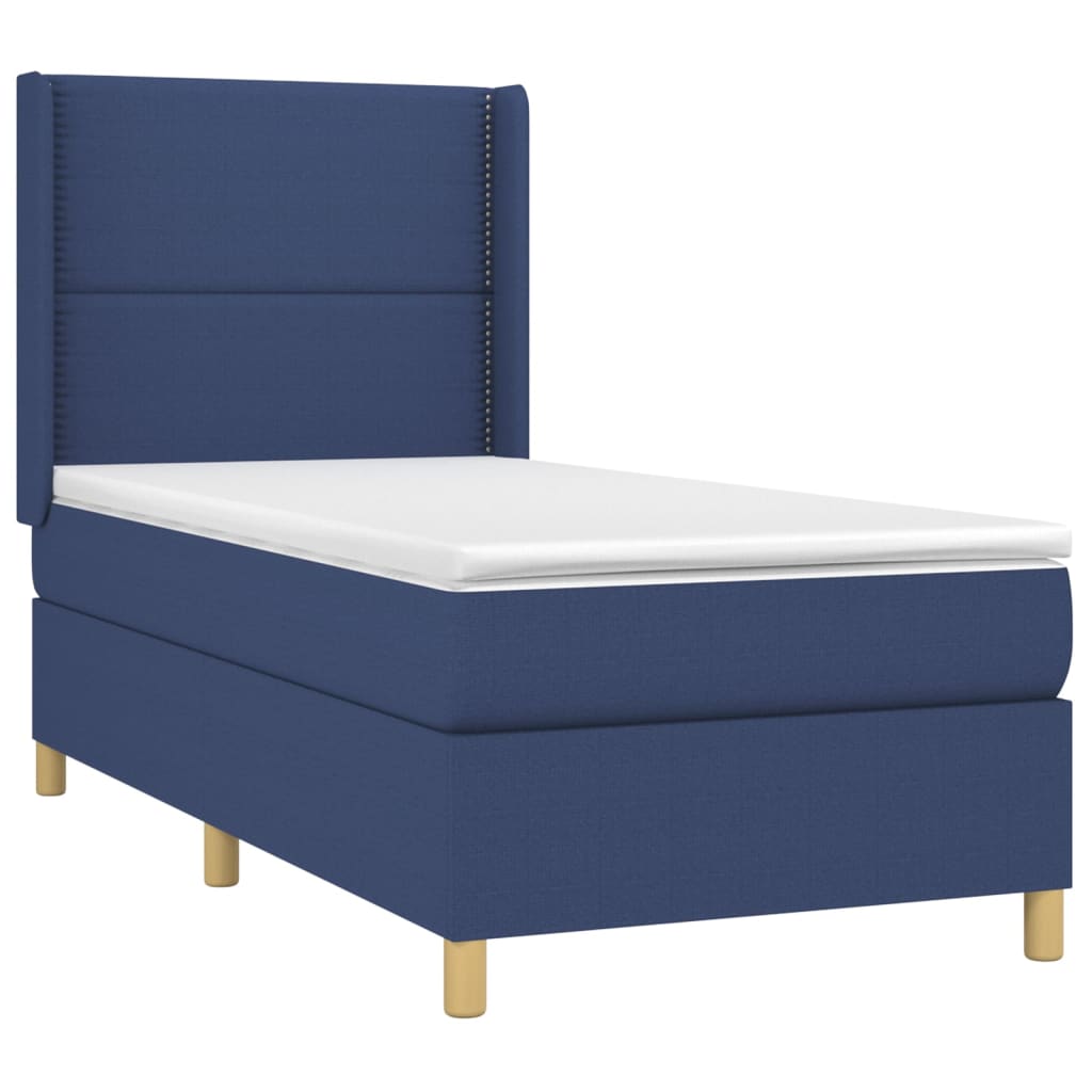 Sommier à lattes de lit matelas et LED Bleu 100x200 cm Tissu - XIOS