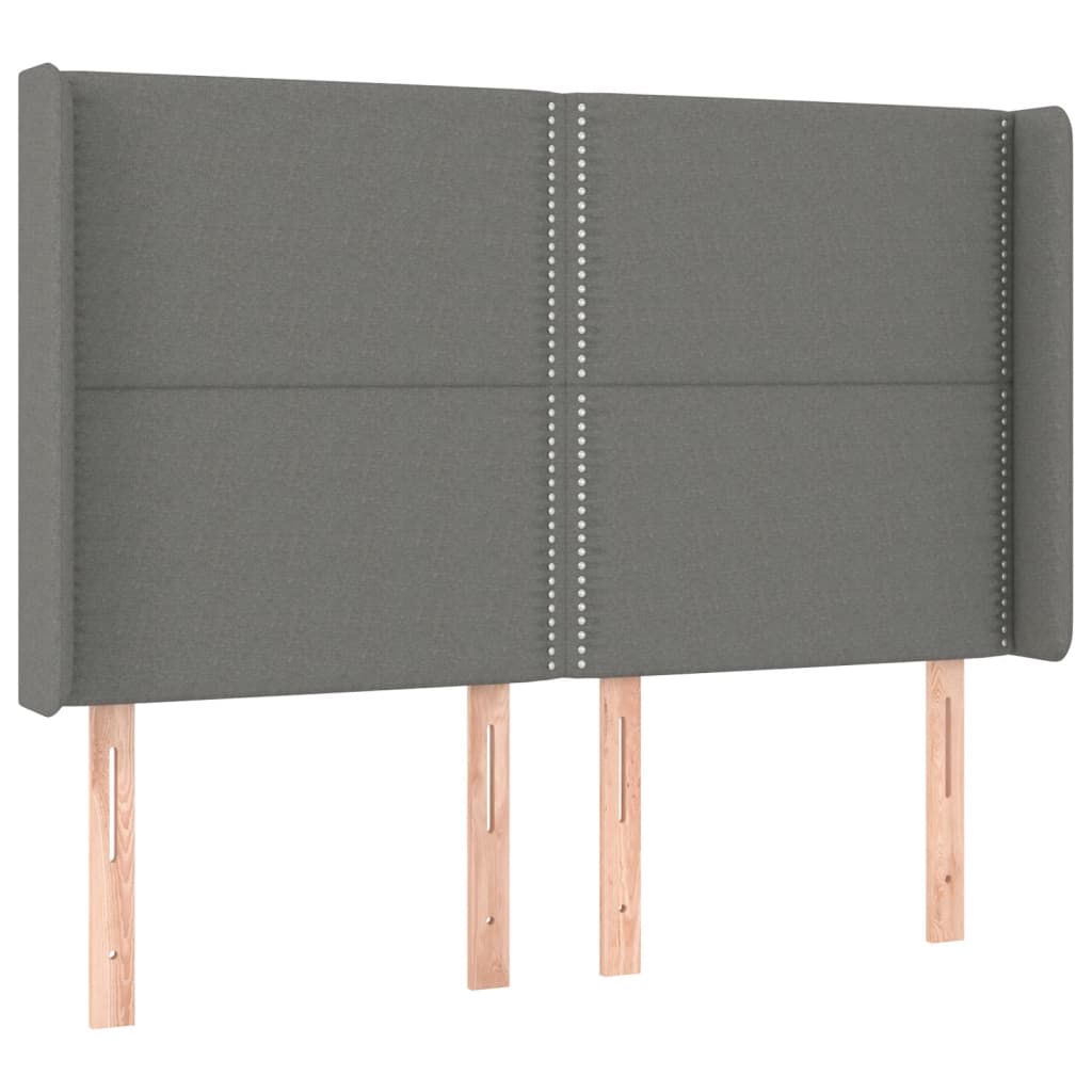 Sommier à lattes de lit matelas LED Gris foncé 140x200 cm Tissu - XIOS