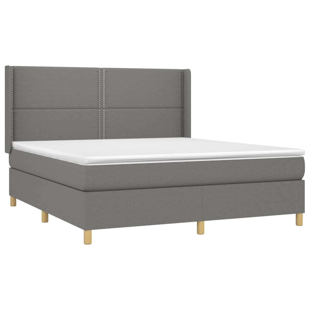 Sommier à lattes de lit matelas LED Gris foncé 180x200 cm Tissu - XIOS