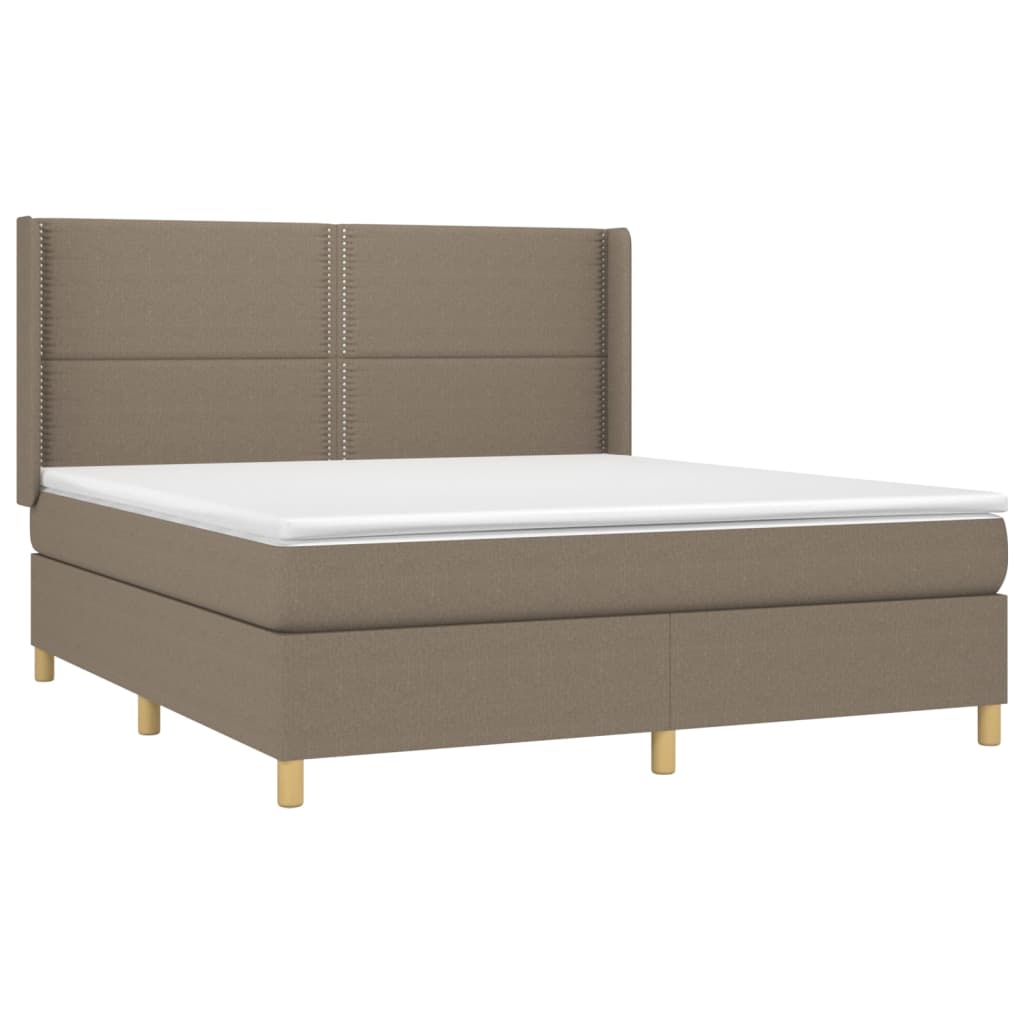 Sommier à lattes de lit matelas et LED Taupe 180x200 cm Tissu - XIOS