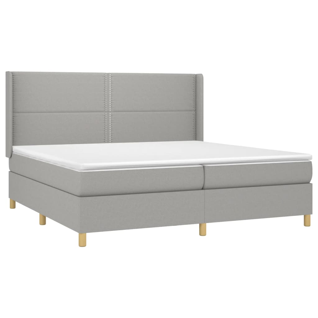 Sommier à lattes de lit matelas LED Gris clair 200x200 cm Tissu - XIOS