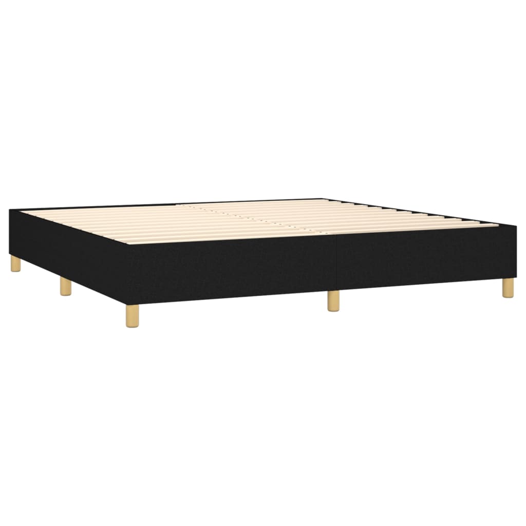 Sommier à lattes de lit matelas et LED Noir 200x200 cm Tissu - XIOS