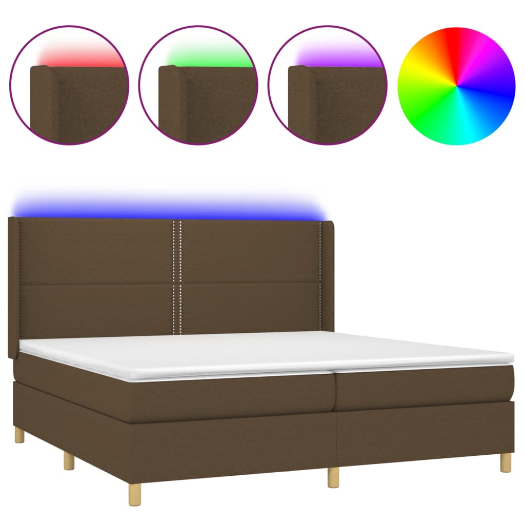 Sommier à lattes de lit matelas et LED Marron foncé 200x200 cm - XIOS