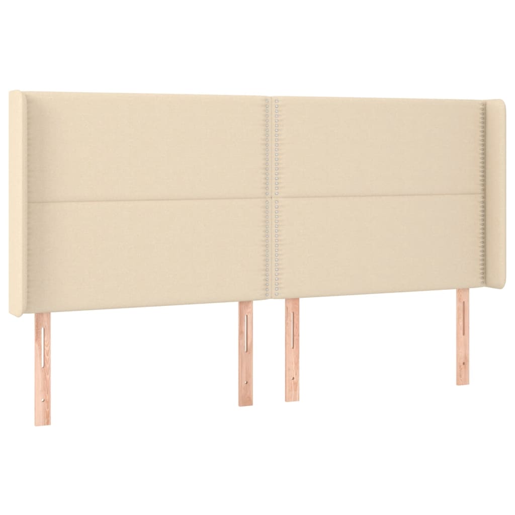 Sommier à lattes de lit matelas et LED Crème 200x200 cm Tissu - XIOS