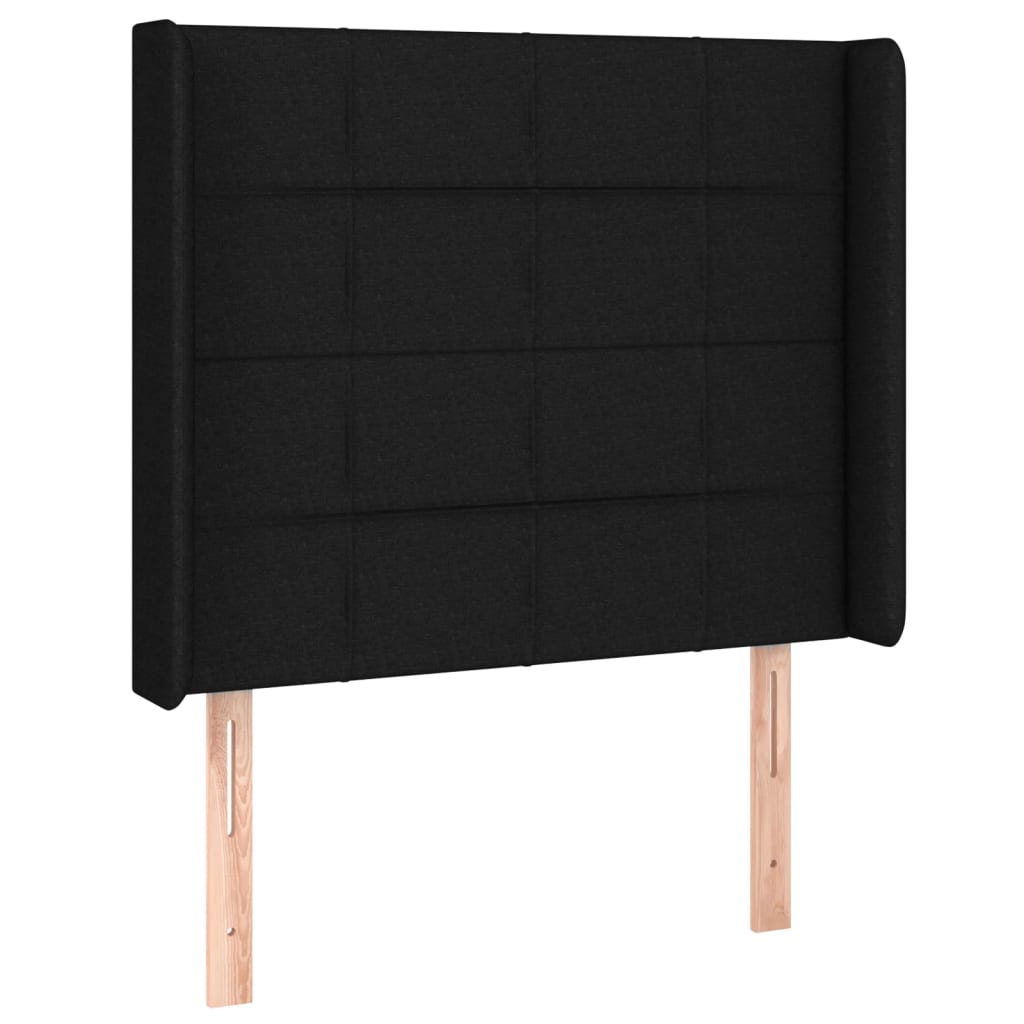 Sommier à lattes de lit matelas et LED Noir 90x200 cm Tissu - XIOS