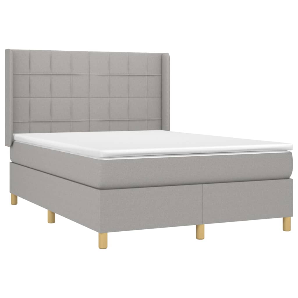 Sommier à lattes de lit et matelas et LED Gris clair 140x190 cm - XIOS